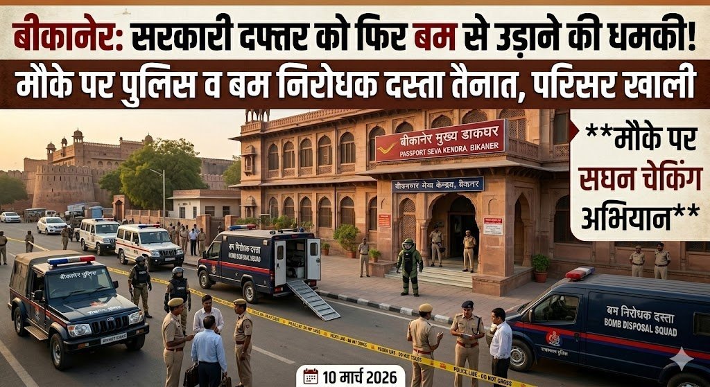 बीकानेर के इस सरकारी ऑफिस को फिर मिली बम से उड़ाने की धमकी, पुलिस पहुंची मोके पर