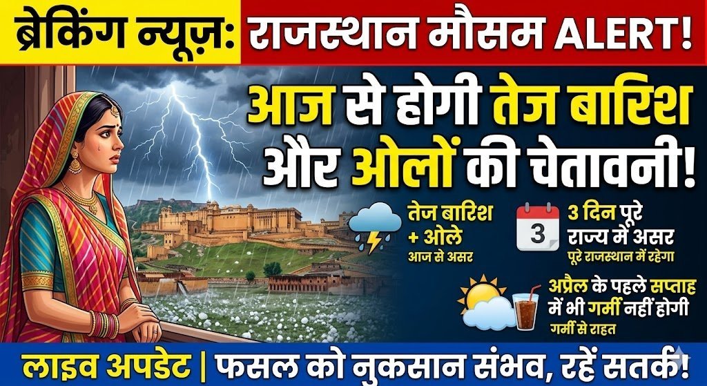 राजस्थान में आज से होगी तेज बारिश